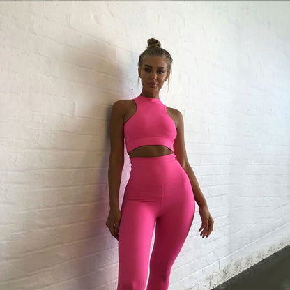Fitness Suit Women Gym Clothing Dry Fit Yoga Set Sportswear Woman Workout Clothes Vest Legging Kit Black Red Green-1
