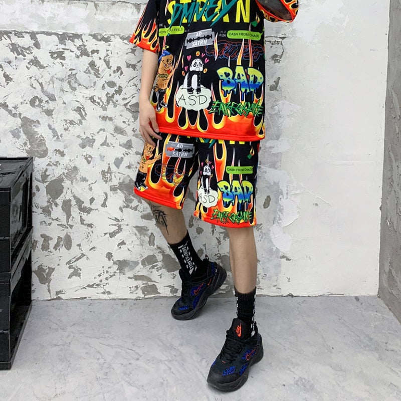 Men Shorts Hip Hop Bermuda Style Elastic Waist High Street Summer-3