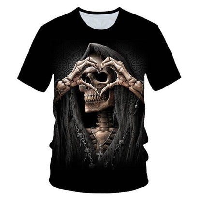 Funny Skull Motorbike 3D T Shirt Summer Hipster Short Sleeve Tee Tops Men/Women Print T-Shirts Casual Homme Short Sleeve Top-3