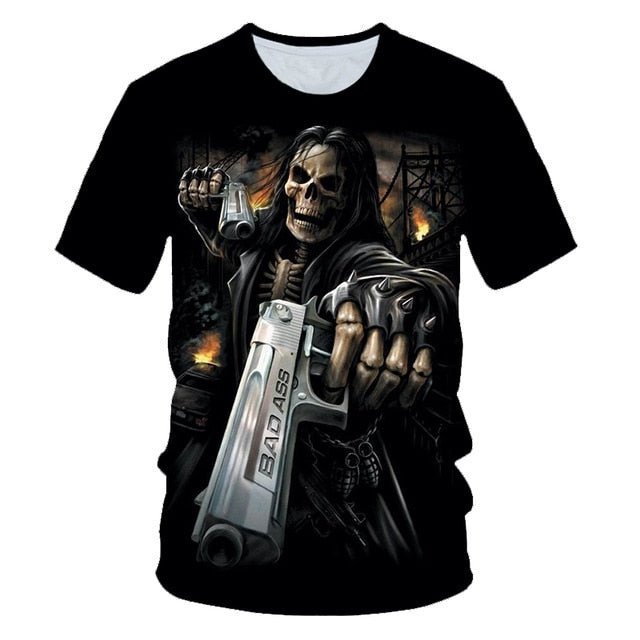 Funny Skull Motorbike 3D T Shirt Summer Hipster Short Sleeve Tee Tops Men/Women Print T-Shirts Casual Homme Short Sleeve Top-4