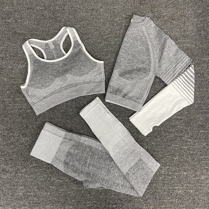 Seamless Gym Yoga Set For Women Fitness Bra Short Shirt Top Leggings Shorts Tracksuit Running Workout Sports Suit Hips Lifting-15