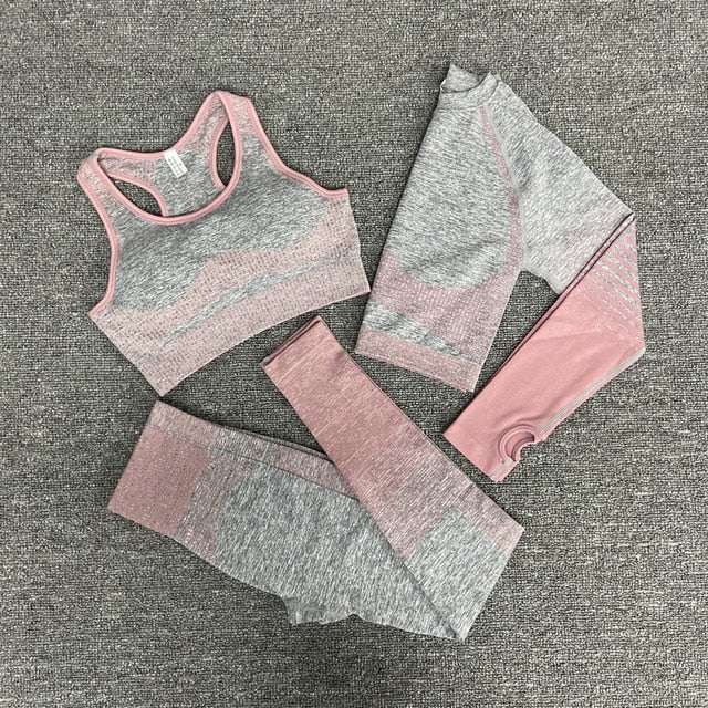 Seamless Gym Yoga Set For Women Fitness Bra Short Shirt Top Leggings Shorts Tracksuit Running Workout Sports Suit Hips Lifting-20