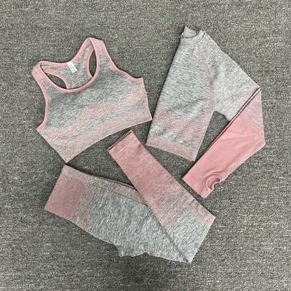 Seamless Gym Yoga Set For Women Fitness Bra Short Shirt Top Leggings Shorts Tracksuit Running Workout Sports Suit Hips Lifting-20