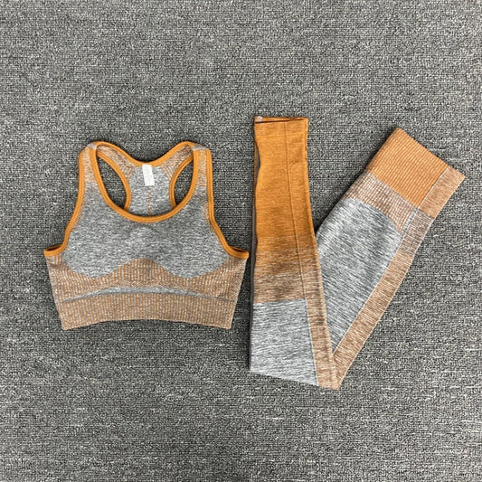 Seamless Gym Yoga Set For Women Fitness Bra Short Shirt Top Leggings Shorts Tracksuit Running Workout Sports Suit Hips Lifting-10