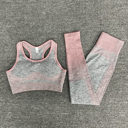 Seamless Gym Yoga Set For Women Fitness Bra Short Shirt Top Leggings Shorts Tracksuit Running Workout Sports Suit Hips Lifting-11