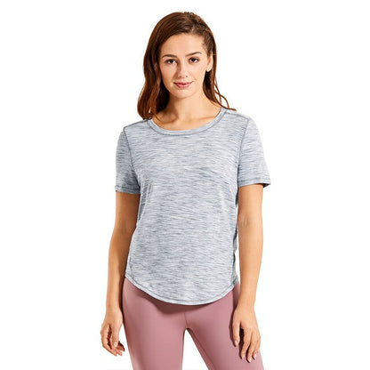 Women's Lightweight Heather Loose Fit Short Sleeve Sport Shirt Workout Top-1