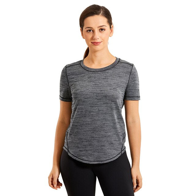 Women's Lightweight Heather Loose Fit Short Sleeve Sport Shirt Workout Top-7