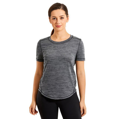 Women's Lightweight Heather Loose Fit Short Sleeve Sport Shirt Workout Top-7