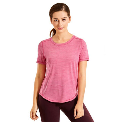 Women's Lightweight Heather Loose Fit Short Sleeve Sport Shirt Workout Top-8