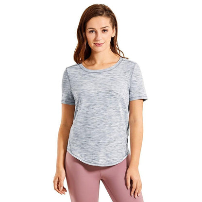 Women's Lightweight Heather Loose Fit Short Sleeve Sport Shirt Workout Top-0