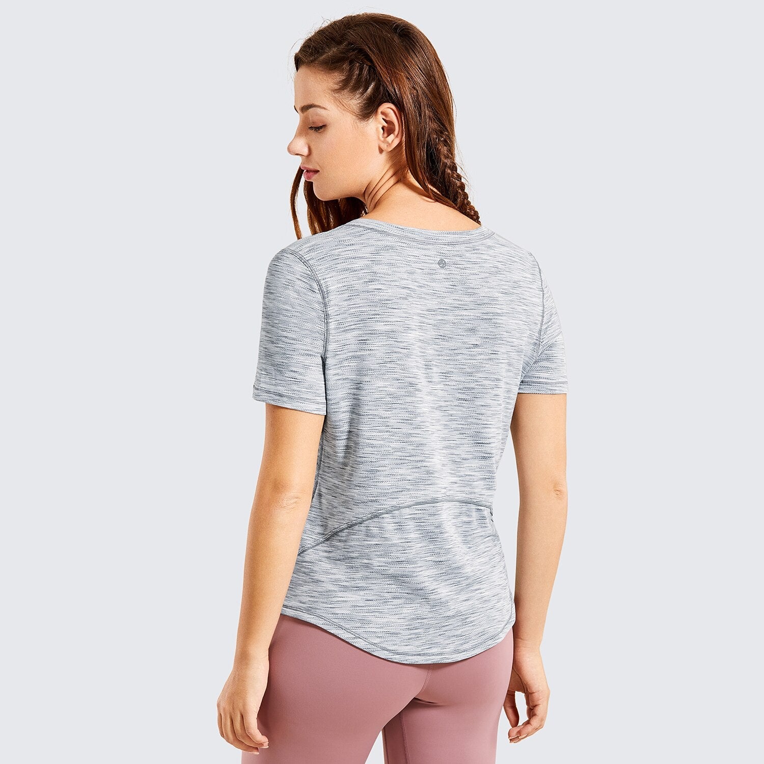 Women's Lightweight Heather Loose Fit Short Sleeve Sport Shirt Workout Top-2