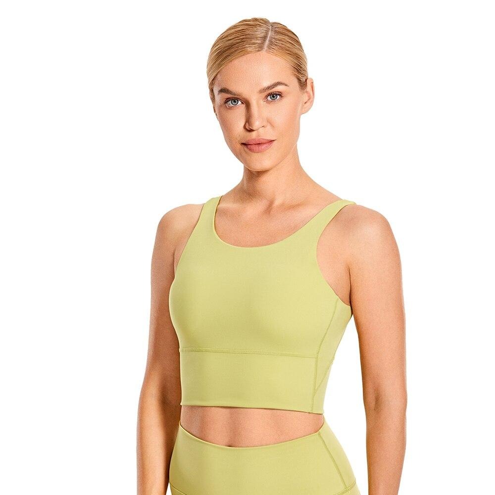 Women's High Neck Longline Sports Bra V-back Wirefree Workout Sexy Yoga Bras Crop Tank Tops-0