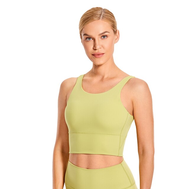 Women's High Neck Longline Sports Bra V-back Wirefree Workout Sexy Yoga Bras Crop Tank Tops-1