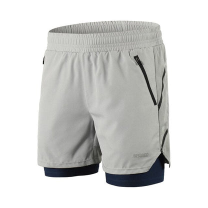 Running Shorts 2 in 1 Quick Dry Athletic Training Exercise Jogging Sports Gym Shorts With Zipper Pocket-0