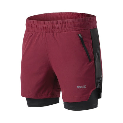 Running Shorts 2 in 1 Quick Dry Athletic Training Exercise Jogging Sports Gym Shorts With Zipper Pocket-5