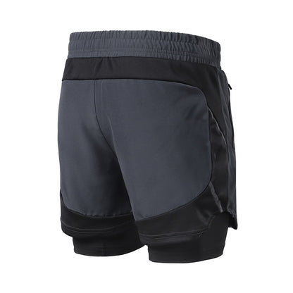 Running Shorts 2 in 1 Quick Dry Athletic Training Exercise Jogging Sports Gym Shorts With Zipper Pocket-3