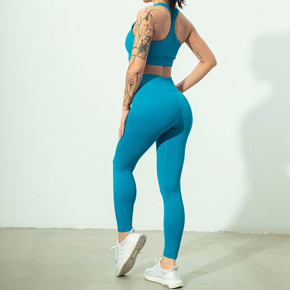 Seamless Yoga Set Zipper Long Sleeve Sport Suit Drawstring High Waist Gym Leggings Workout Clothes For Women Sportswear-2