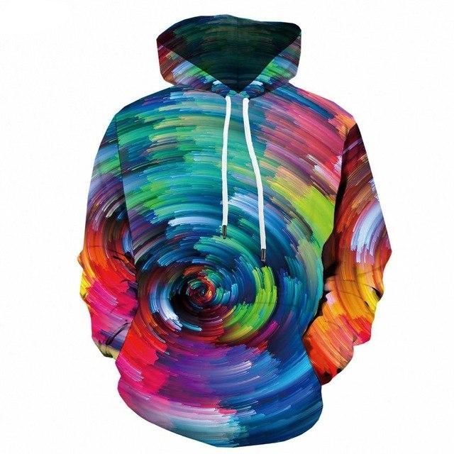 Men Winter Vortex Hypnosis Colorful Style 3D Printed Hoodie-0