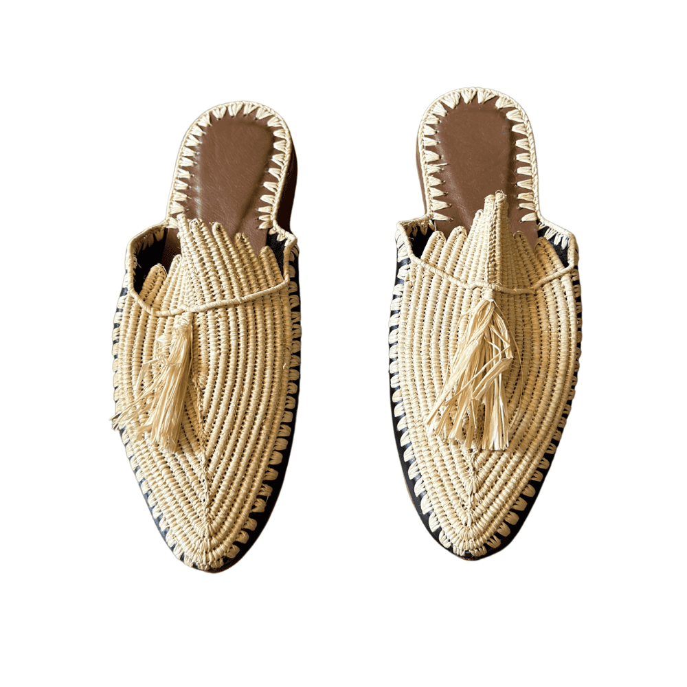 Raffia leather Slippers-1