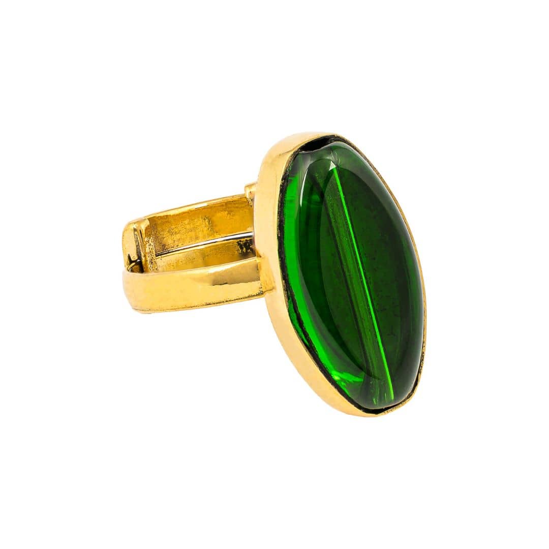Tena Recycled Brass & Glass Adjustable Ring-1
