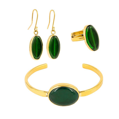 Tena Recycled Glass & Brass Earrings-2