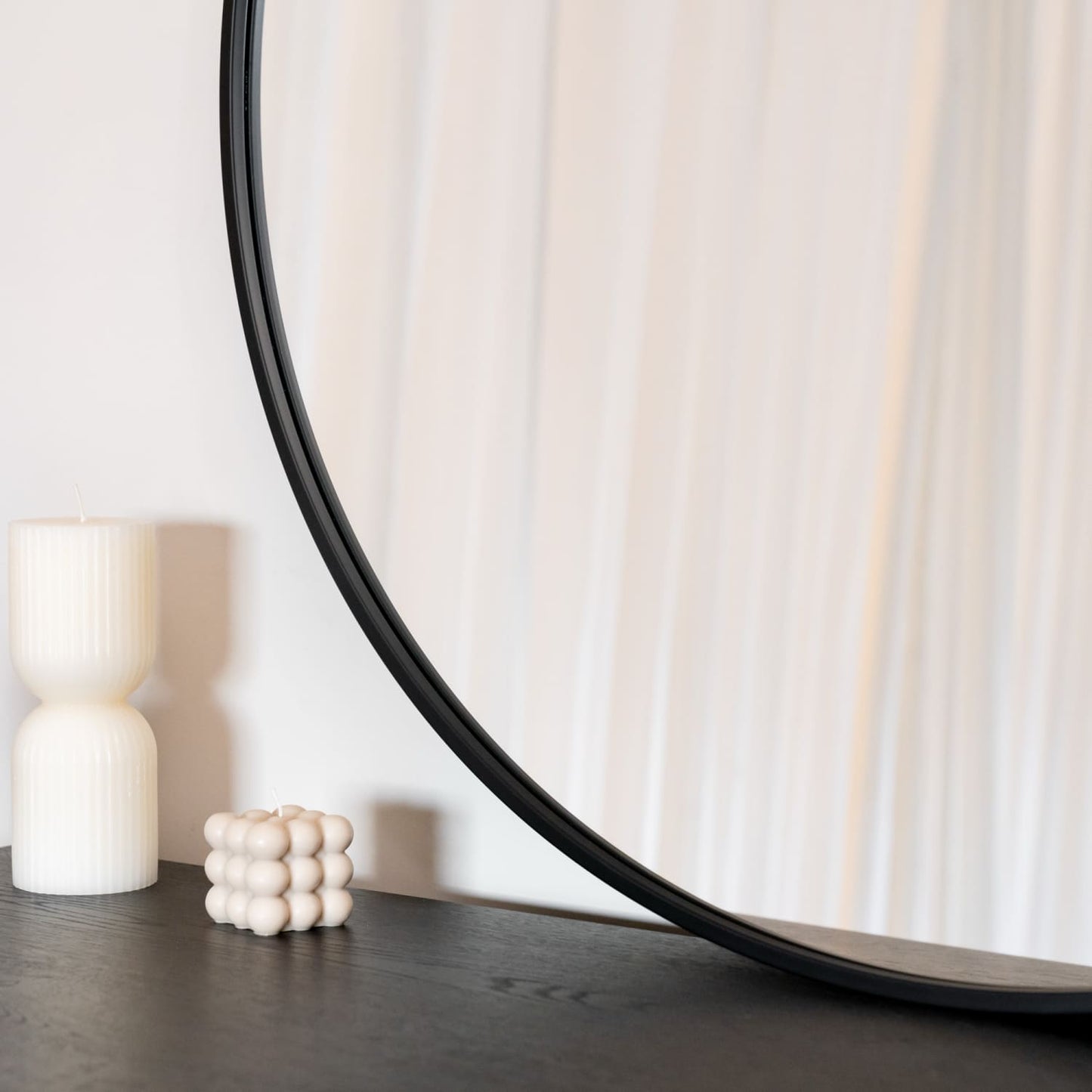 Rei - Large Round Black Metal Circle Mirror - 90cm x 90cm-1