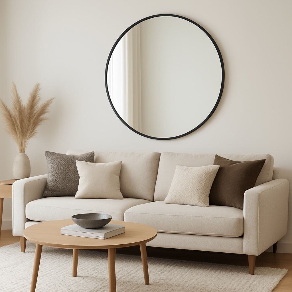 Rei - Round Black Metal Circle Mirror - 70cm x 70cm-3