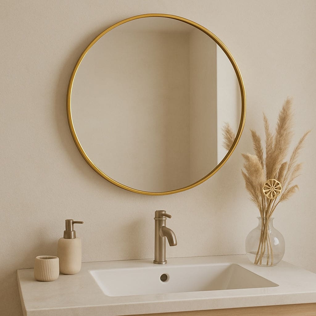 Rei - Round Gold Metal Circle Mirror - 50cm x 50cm-3