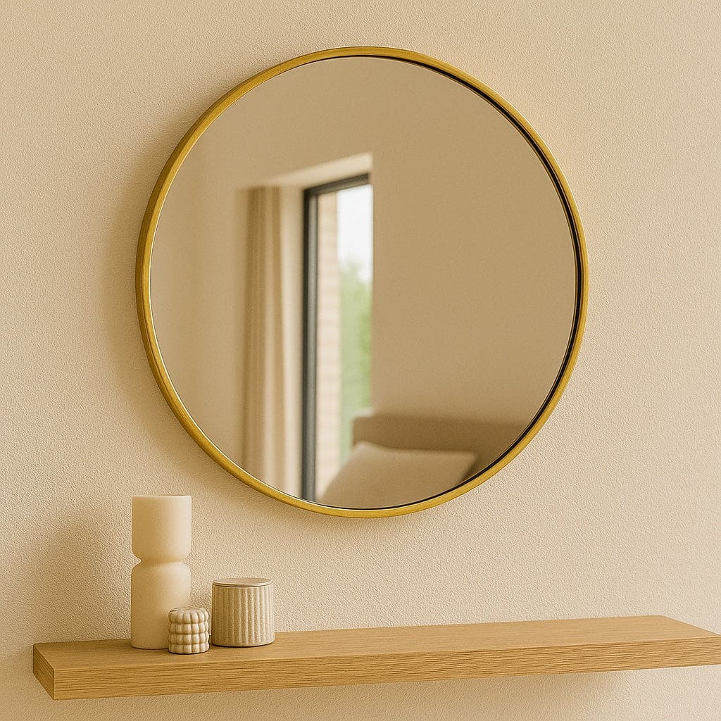Rei - Round Gold Metal Circle Mirror - 50cm x 50cm-1