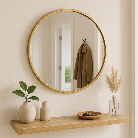 Rei - Round Gold Metal Circle Mirror - 50cm x 50cm-0