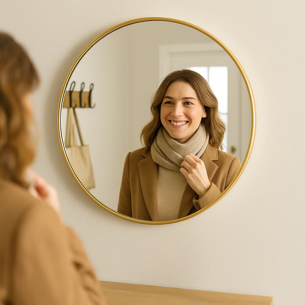 Rei - Round Gold Metal Circle Mirror - 70cm x 70cm-3