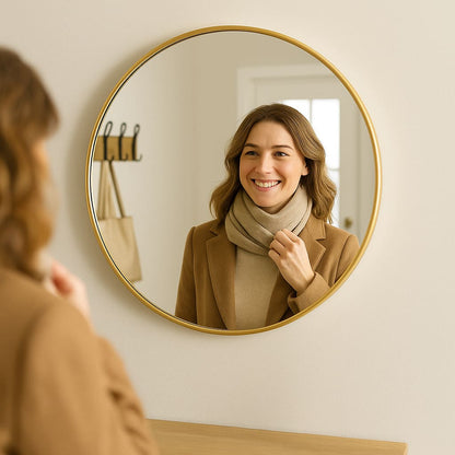 Rei - Round Gold Metal Circle Mirror - 70cm x 70cm-3