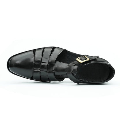 Relaxed British Men’s Calfskin Leather Sandals-2