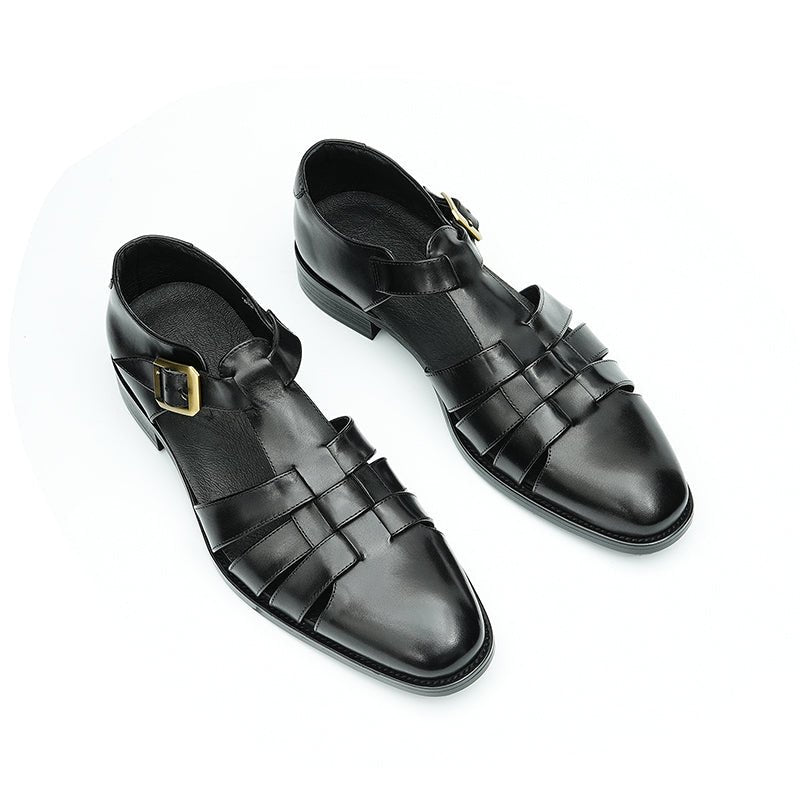 Relaxed British Men’s Calfskin Leather Sandals-4