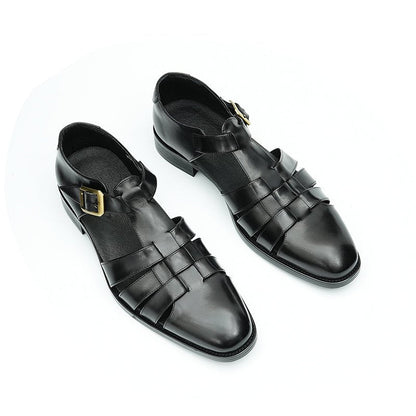 Relaxed British Men’s Calfskin Leather Sandals-4