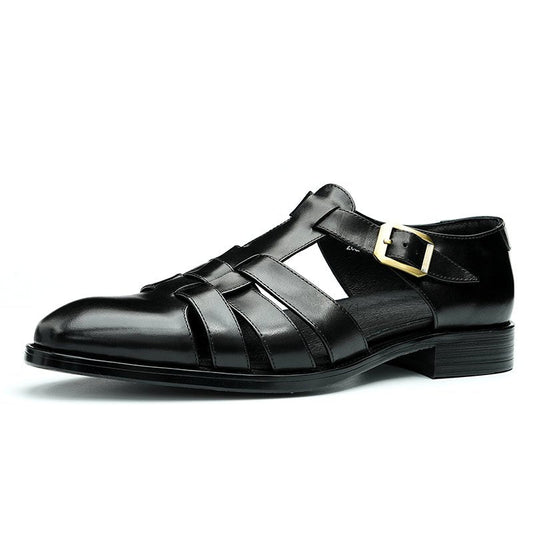 Relaxed British Men’s Calfskin Leather Sandals-1