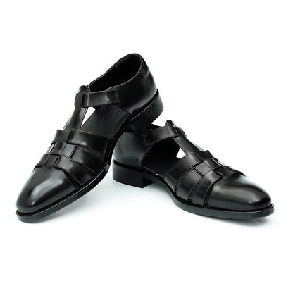 Relaxed British Men’s Calfskin Leather Sandals-3