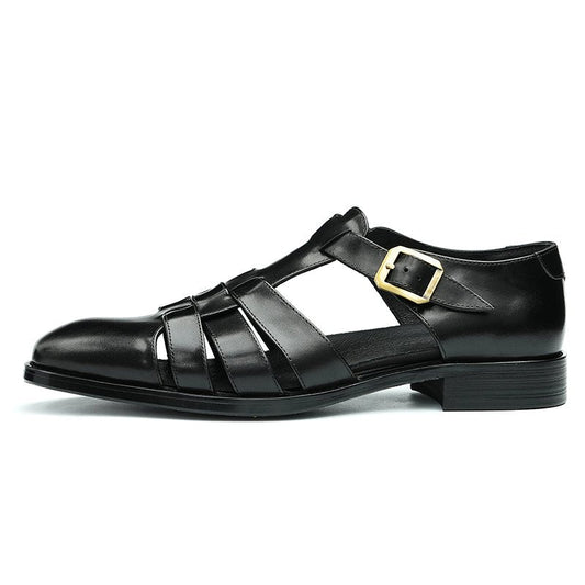 Relaxed British Men’s Calfskin Leather Sandals-0