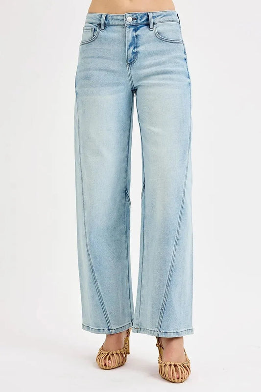 RISEN Full Size Mid Rise Fit Barrel Jeans Plus Size-1