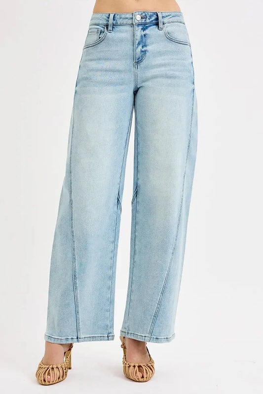 RISEN Full Size Mid Rise Fit Barrel Jeans Plus Size-0