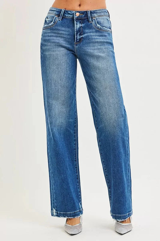 RISEN Full Size Slouchy Baggy Jeans Pocket Side Seam Detail Plus Size-1