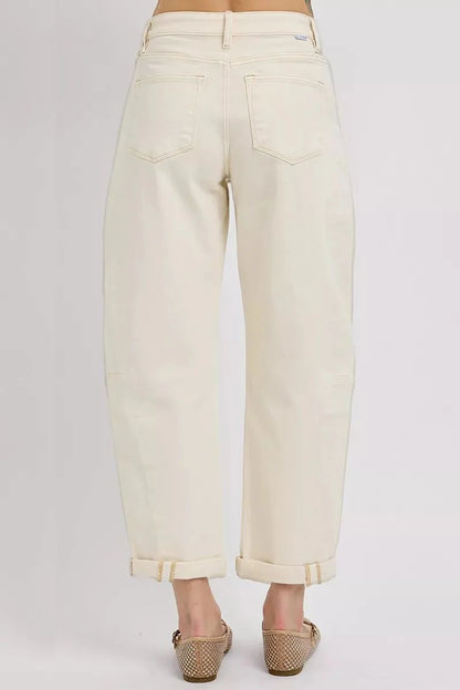 RISEN High Rise Relaxed Barrel Cuffed Jeans-4