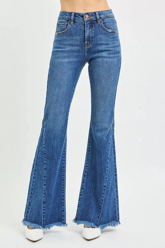 RISEN Mid Rise Flare Side Seam Detailing Jeans-0