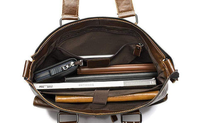 Rossie Viren  Men's Bunished Vintage Leather Shoulder Top Handle Bags-4