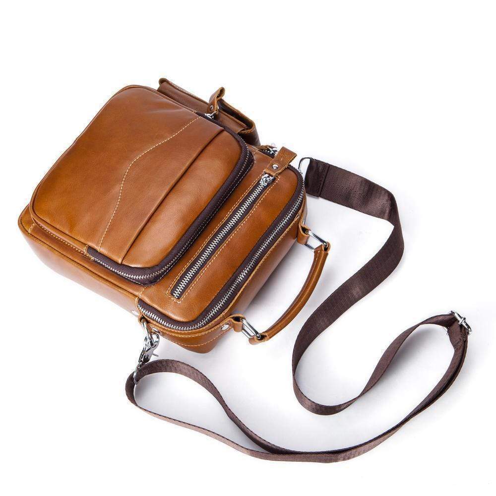 Rossie Viren  Men's Leather Briefcase Vintage Messenger Crossbody Bag-3