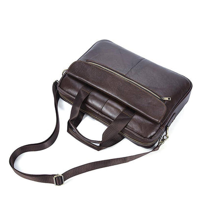 Rossie Viren  Pebbled Leather Soft Business Briefcase  For Men-4