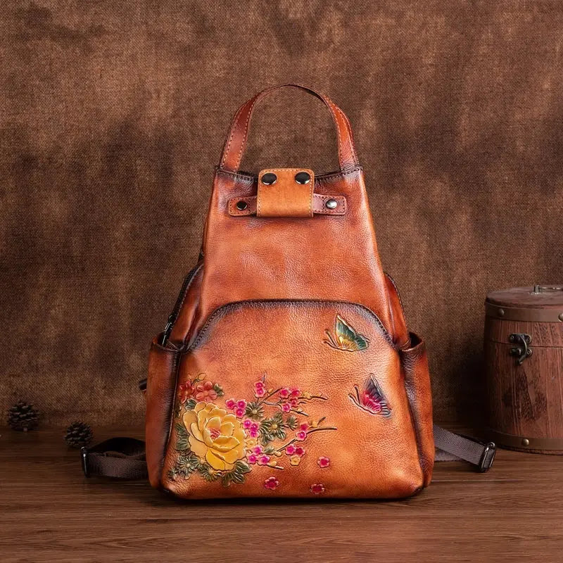 Rossie Viren Women's  Vintage Leather Backpack, Leather Rucksack, Womens Backpack, Gift for her-5