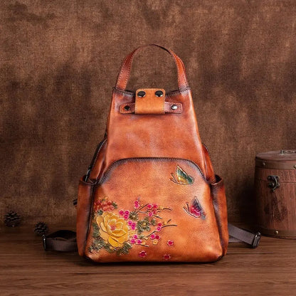 Rossie Viren Women's  Vintage Leather Backpack, Leather Rucksack, Womens Backpack, Gift for her-5