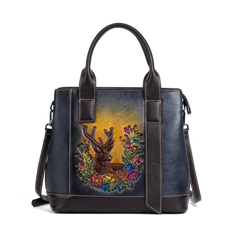 Rossie Viren Women's  Women Leather Handbag Purse Top Handle Crossbody Bag Leather Tote Shoulder Bag-1