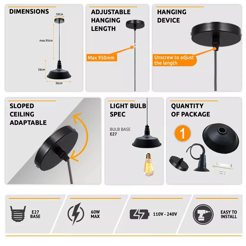 Metal Dome Ceiling Light Shade Versatile Décor Silver ~3721